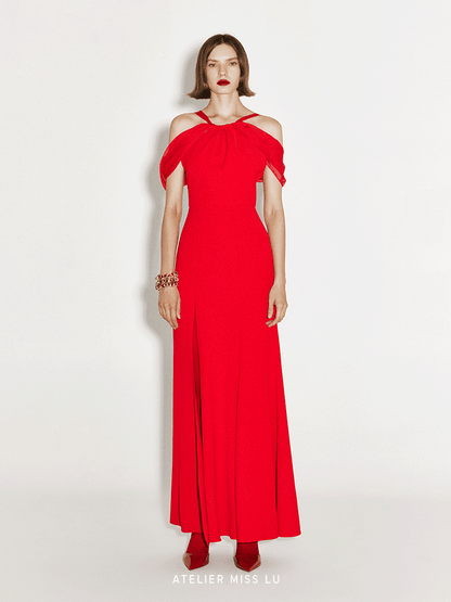 ATELIER MISS LU Shoulder Stitch Slit Fishtail Dress - ROSS.