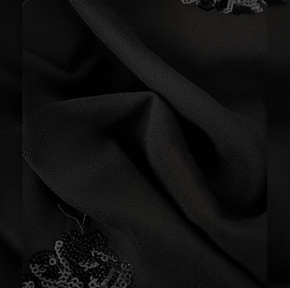 HECO Chinese Style Water Drop Neck Shoulder Embroidered Dress - SWEAT.