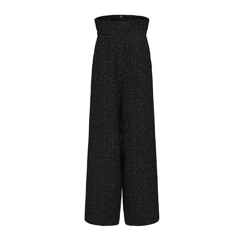 ATELIER MISS LU ultra-high-waisted design tweed wide-leg pants - VENUS.