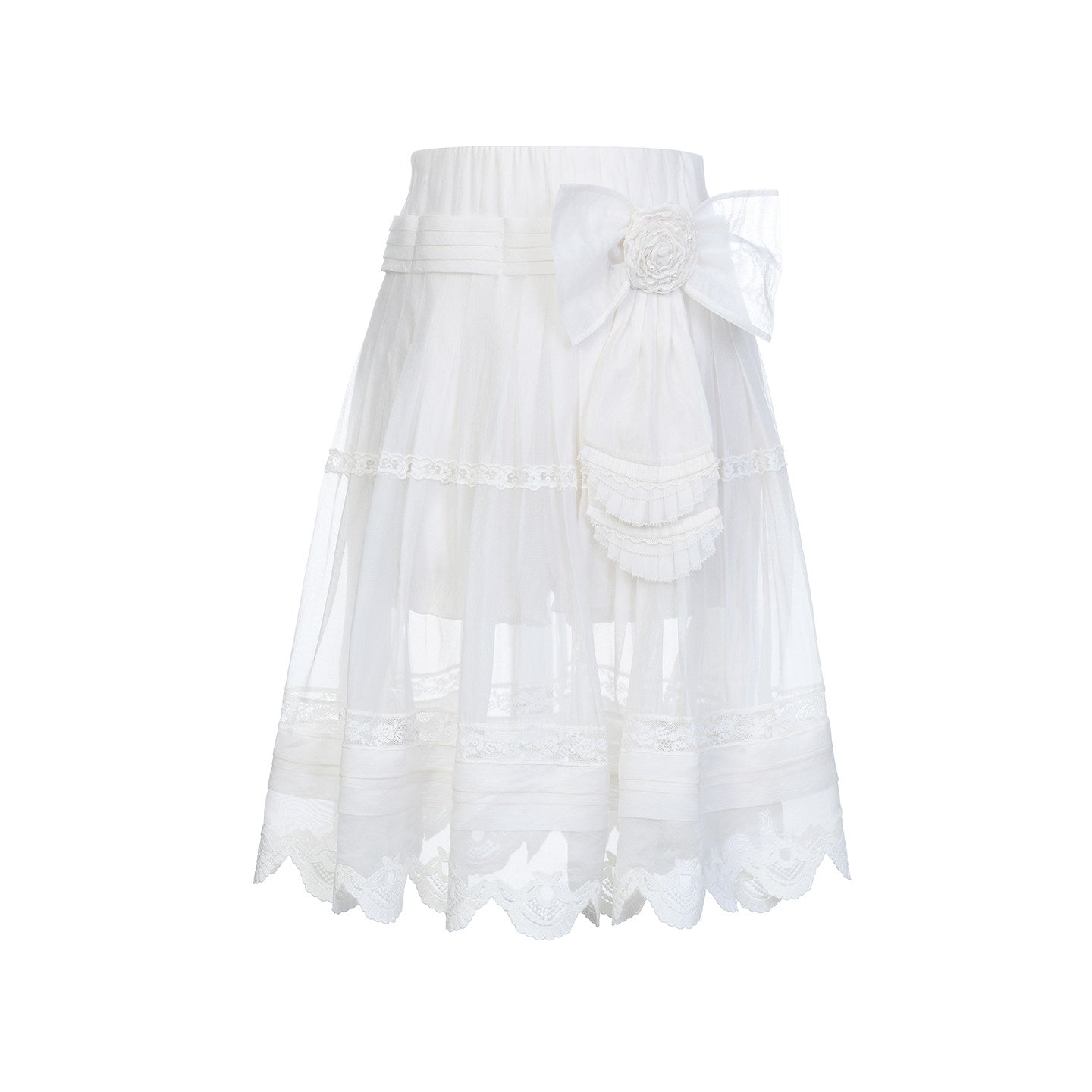 FAME openwork court-style organza embroidered skirt - JAXON