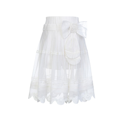 FAME openwork court-style organza embroidered skirt - JAXON