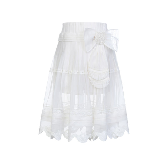 FAME openwork court-style organza embroidered skirt - JAXON