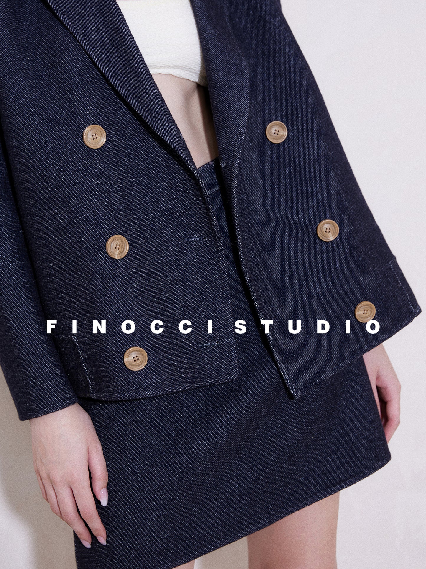 FINOCCI winter texture wool high-end tweed skirt suit - Sssa