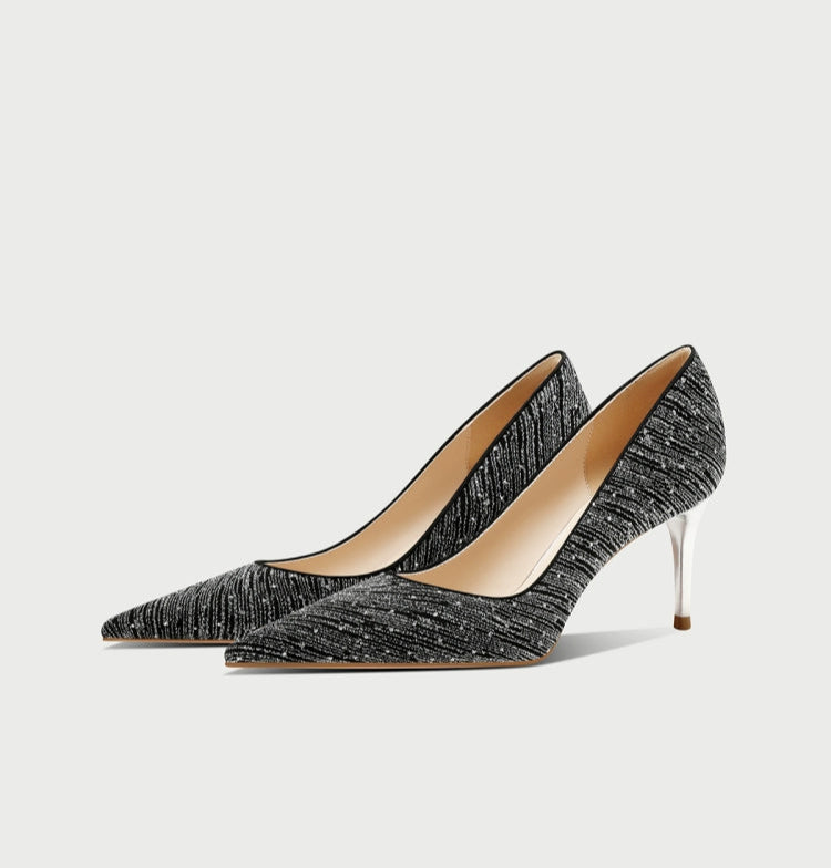 PJJUU Banquet Black Pointed-toe Stiletto Heels  - OPERAH