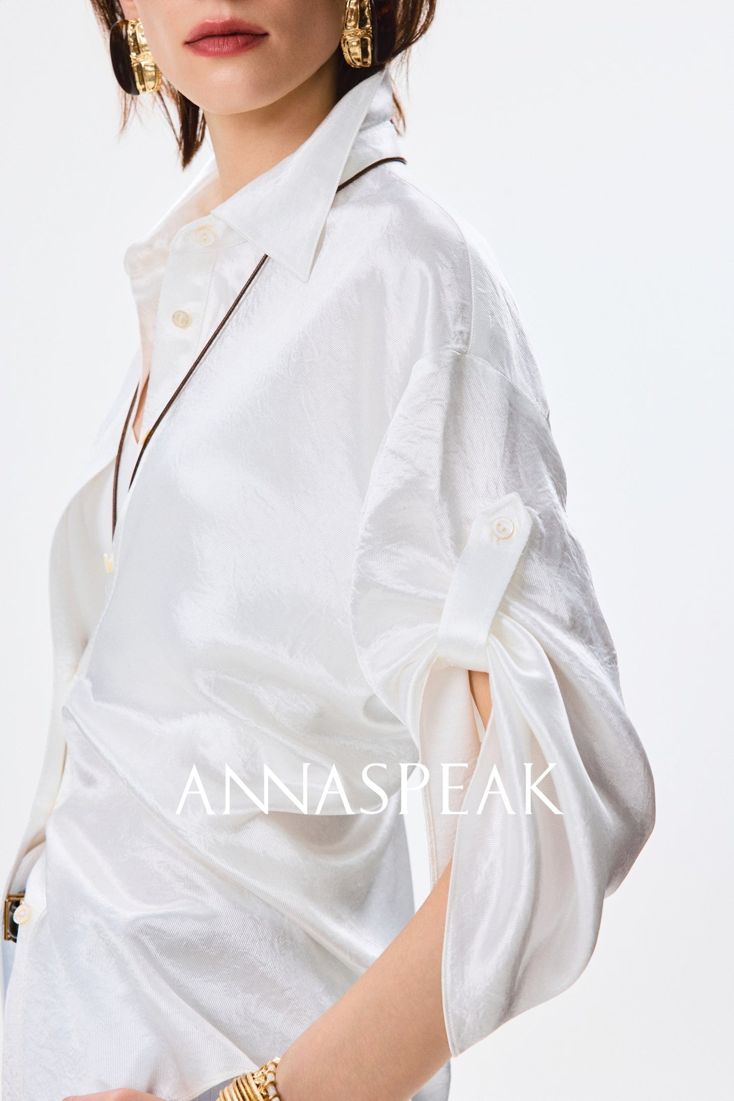 ANNASPEAK cut slightly wrinkled NAIA acetic acid slimming top mermaid skirt-NANA.