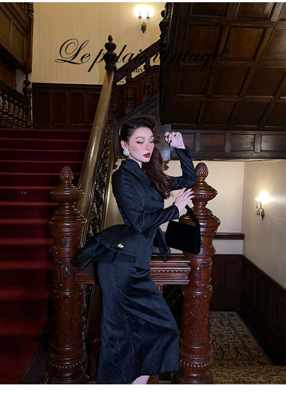 Le Palais Vintage classic black Morley tuxedo slim coat - Moxy