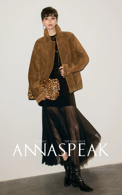 ANNASPEAK ROSSO Red Label Eco-Friendly Leather Heavy Jacket Skirt Set-GHUGH.