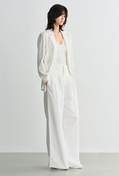 COMME MOI women's light linen wide-leg pant suit set - MESSIAH.