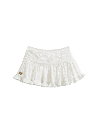 Le Palais Vintage white low-rise skirt-TEE.