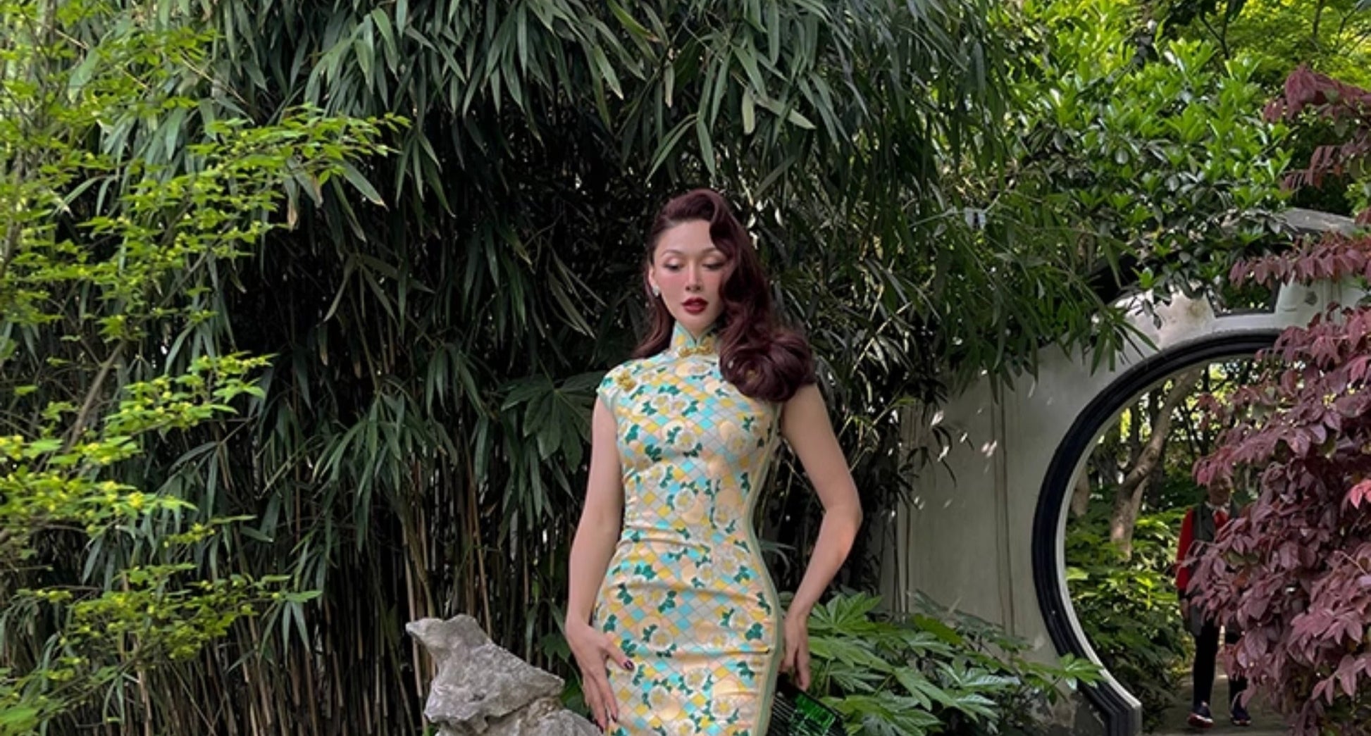 palais floral midi dress Le Palais Vintage Elegant Retro Floral Print Sleeveless Wrap Midi Chinese Style Dress-Zen. L / As shown
