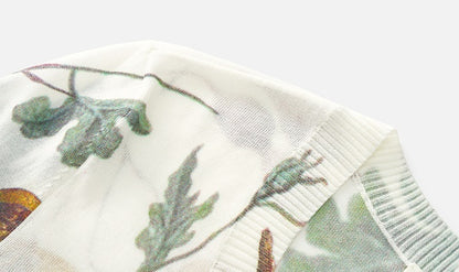 ZHUCHONGYUN Autumn Fruit Feather Thin Slim Knit Top--KOUSHI.