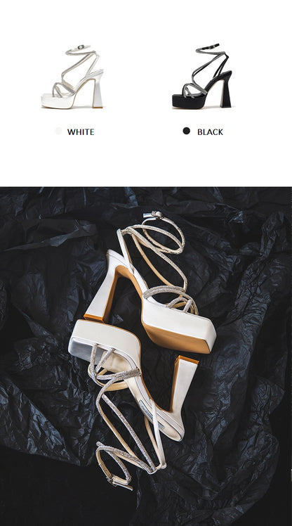 SHOESZOOO Straight Strap Platform High Heel - RICHES.