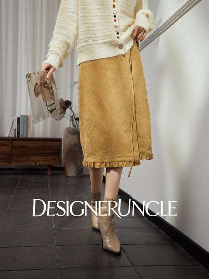 DGU "Golden Diamond" khaki high-waisted slimming commuting high-end skirt - Stephania.