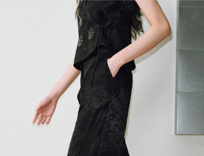 WANGXO  Cross-Strappy Top Relaxed Pants and Statement Silhouette Suits Set -ZAYA