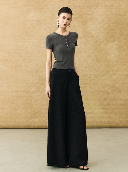 HECO Chinese high-end acetate jacquard drape slimming trousers - QUEEN.