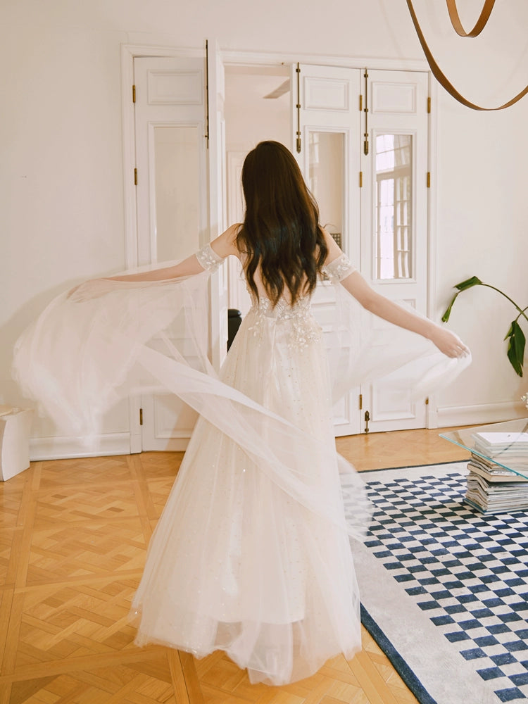 DOLLY Elegant Flower Stand Collar Sleeveless High Waist Tutu Wedding Dress-BELINDA