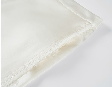 COMME MOI Lu Yan designer's new texture splicing satin straight-leg pants  -FAITH.