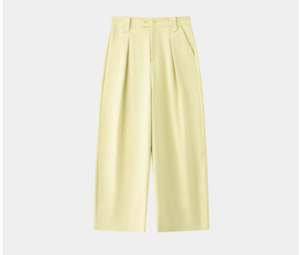 SUSHE eight-point straight banana relaxed wide-leg pants-KATY