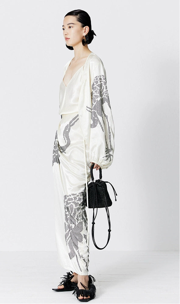 ZHUCHONGYUN white glossy V-neck suspender top--MORGIANA.