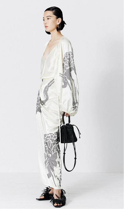 ZHUCHONGYUN white glossy V-neck suspender top--MORGIANA.