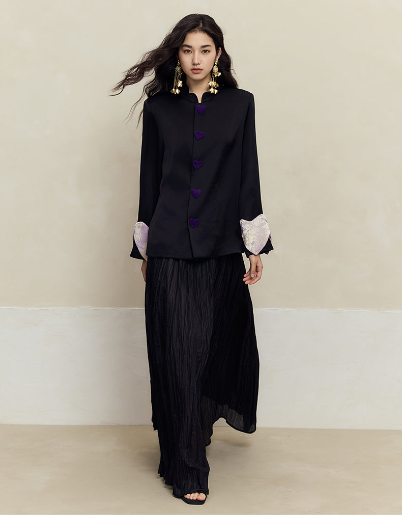 HECO Petal Stand-Up Collar Long Sleeve Blazer Women - do.