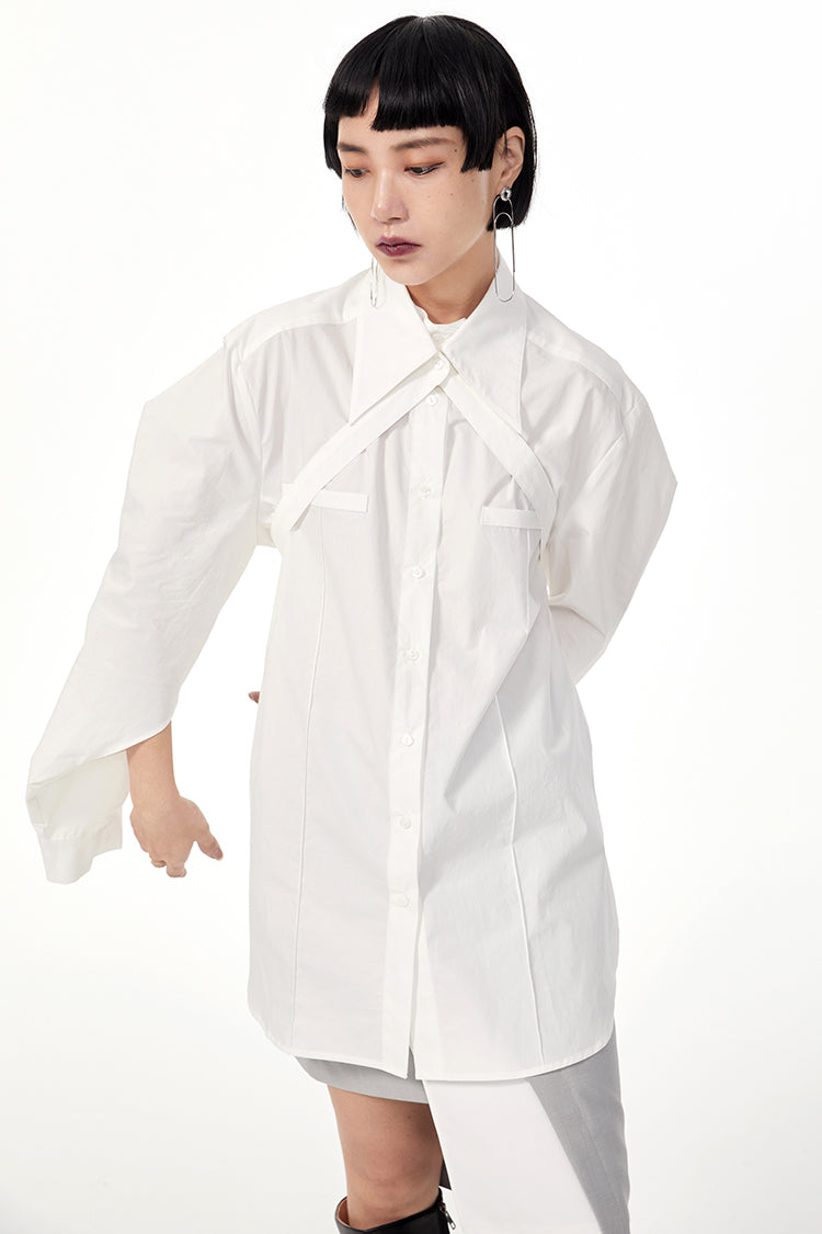 TINY IN double-collar design silhouette 3d green Shirt-JOJO