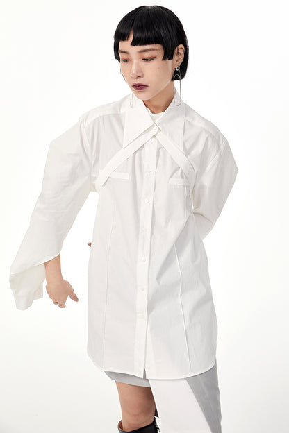 TINY IN double-collar design silhouette 3d green Shirt-JOJO