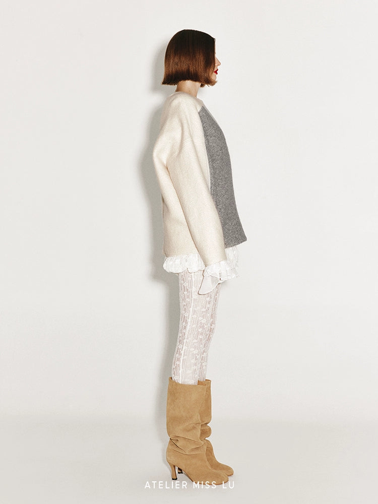 ATELIER MISS LU Fall/Winter Sheep Wool Texture Slightly Sheer Leggings - NARCISSA