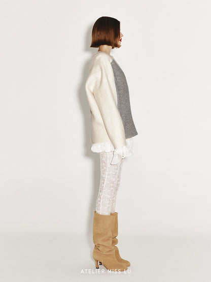 ATELIER MISS LU Fall/Winter Sheep Wool Texture Slightly Sheer Leggings - NARCISSA