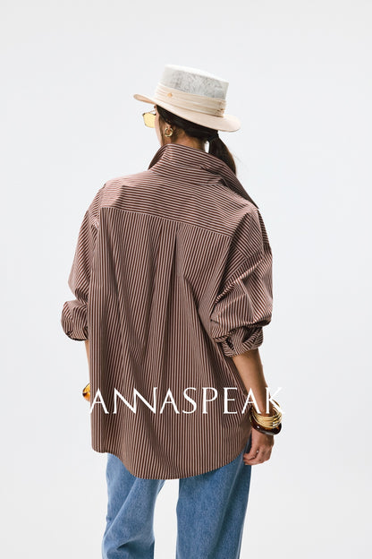 ANNASPEAK multi-wear French side buckle long staple cotton  style shirt-MYSTIC.