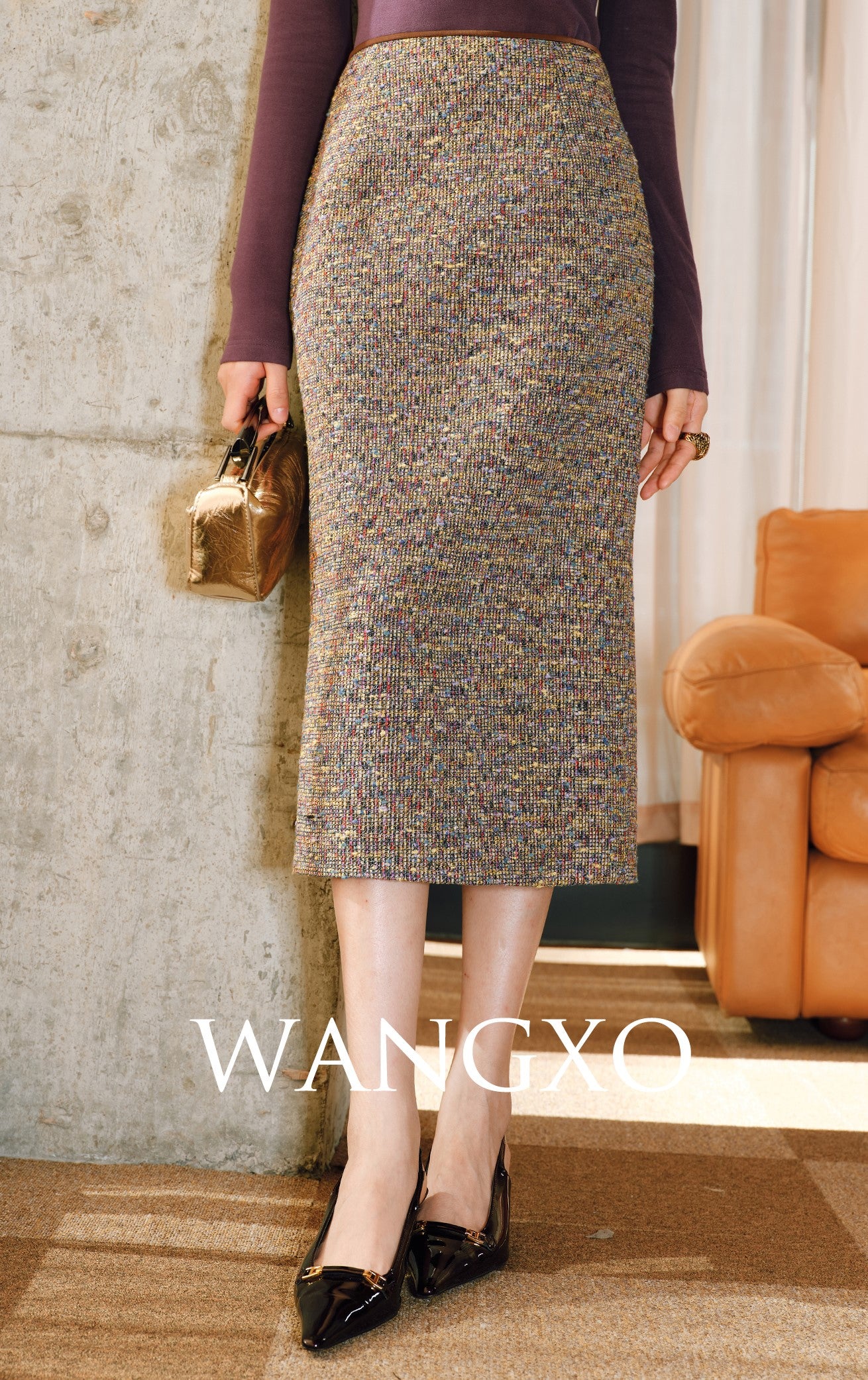 WANGXO | Heavy Industry Woven Colored Treasure Wool Straight Pencil Skirt - ZARA.