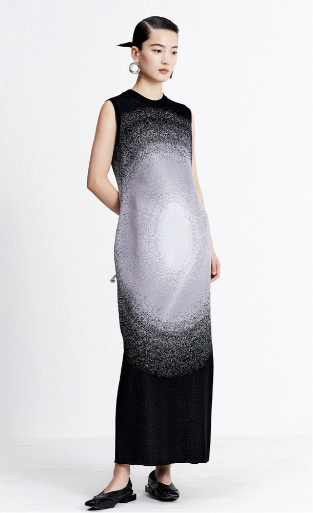 ZHUCHONGYUN Round Opening Jacquard Close-up Sleeveless Dress-GIN.