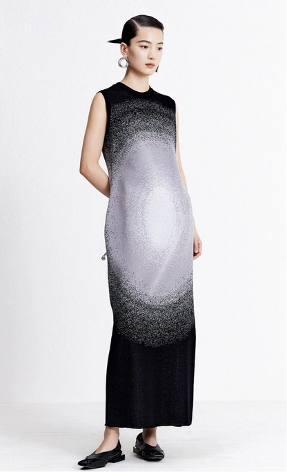 ZHUCHONGYUN Round Opening Jacquard Close-up Sleeveless Dress-GIN.