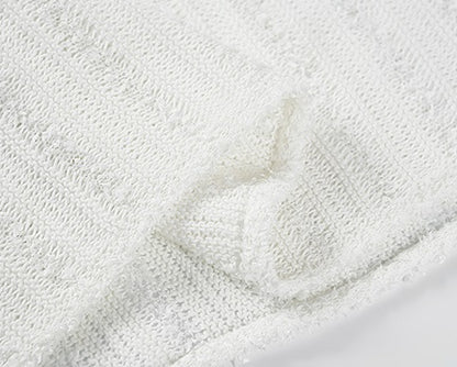 COMME MOI Women's White Cutout Raw Edge Knitted Vest - STELLA.