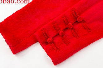 Le Palais Vintage Elegant Style Red Fur Crop Chinese Jacket - Jacky.