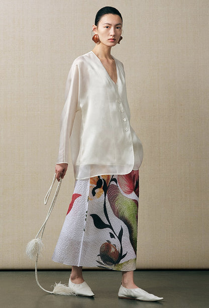 ZHUCHONGYU floral A-line airy printed skirt and top outfit set-ANZU.