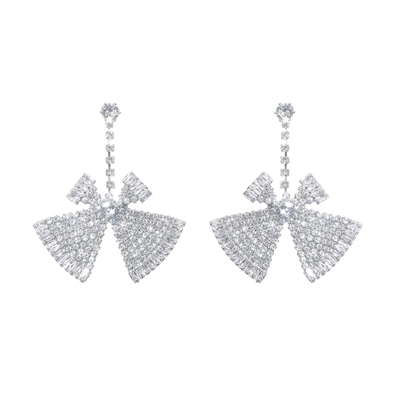 Wardrobes by Chen Luxury Crystal Diamond Dinner Party Earrings-Butter