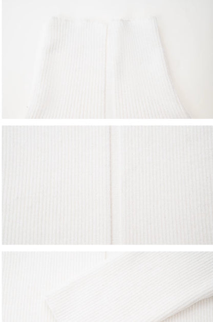 HECO Plain Base Layer Top High Neck black white red apricot Long Sleeve Knit Sweater - nice.