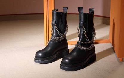 B-FEI Short Black Platform Boots-NYM.