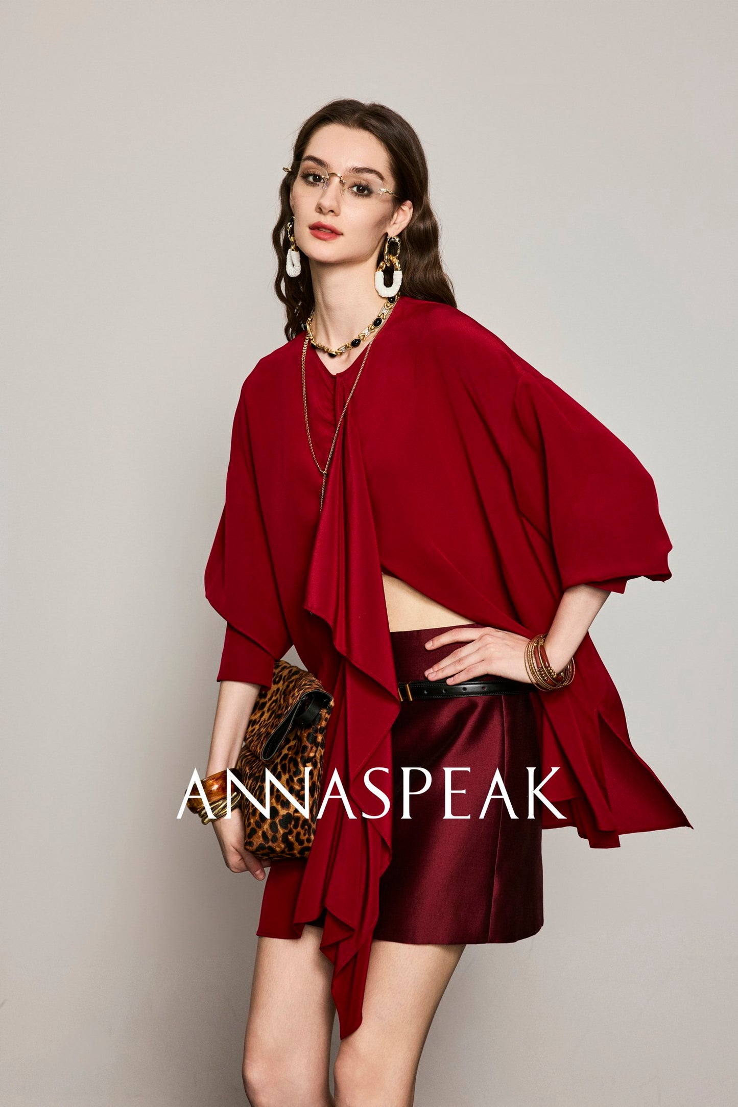 ANNASPEAK  ruffled  silk shirt-MAZO.