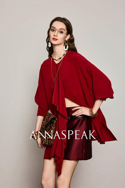 ANNASPEAK  ruffled  silk shirt-MAZO.