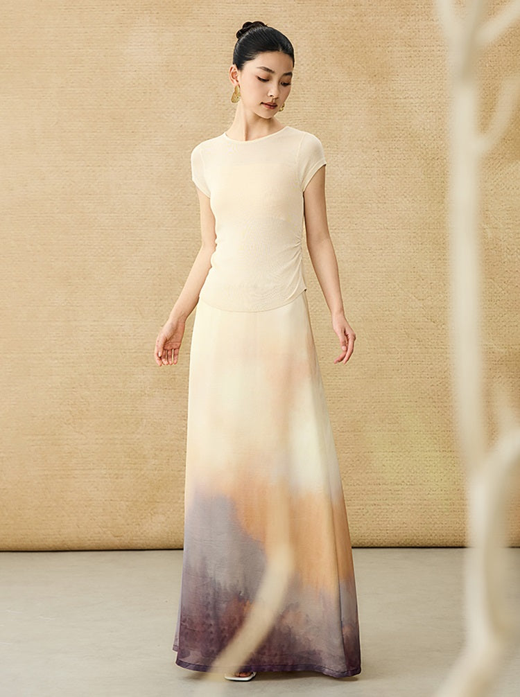 HECO Chinese Blended Temperament Silk Drape Hip Skirt - SOULS .