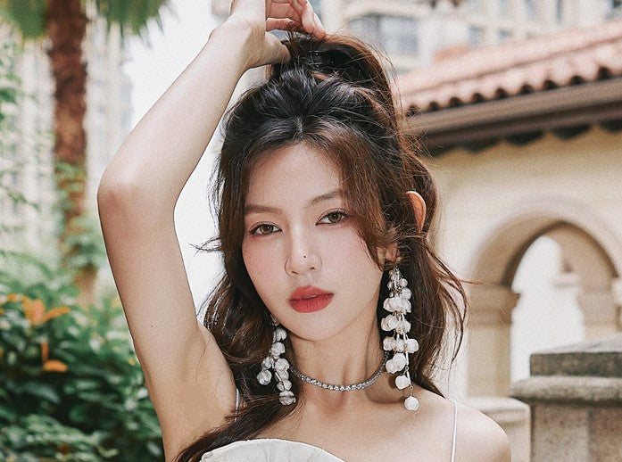 DOLLY Luxury Palace Style Flower Bud Tassel Chic Earrings-DALAL