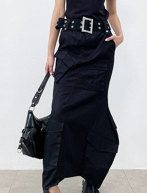 ANNAKIKI  geometric split workwear style skirt - JIHYO.