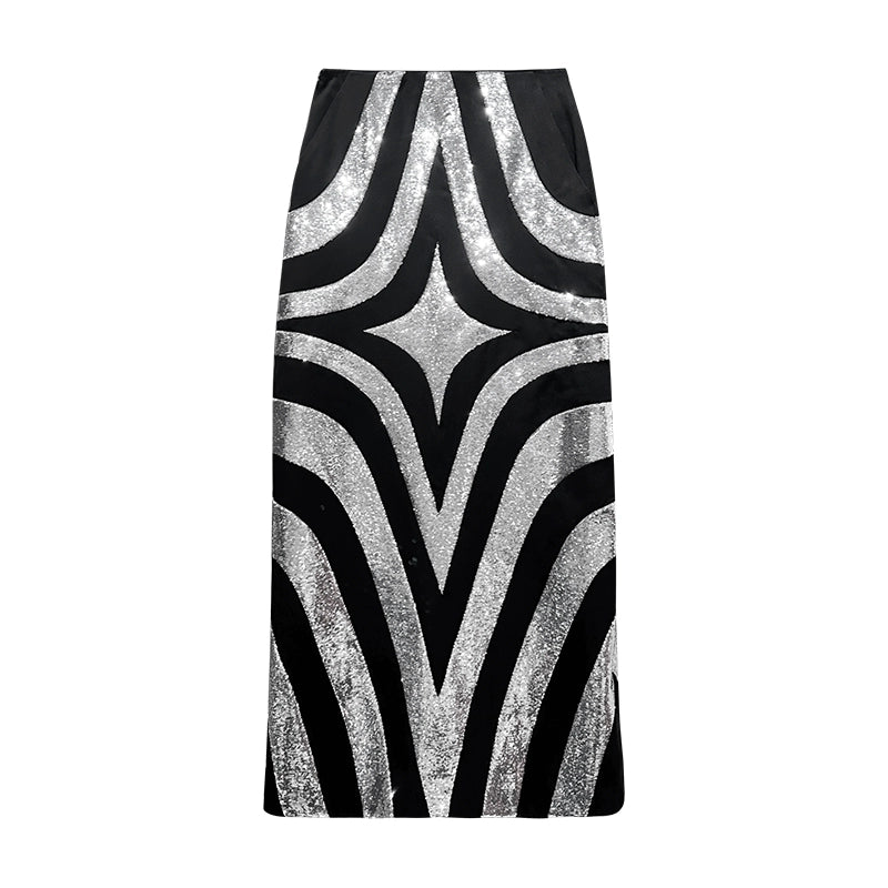 ANNAKIKI skirt acetic wool 4-pointed star spliced skirt-ANIRA