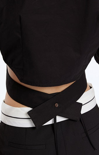 TINY IN cut-out slim zipper ultra-cropped female top -GASA