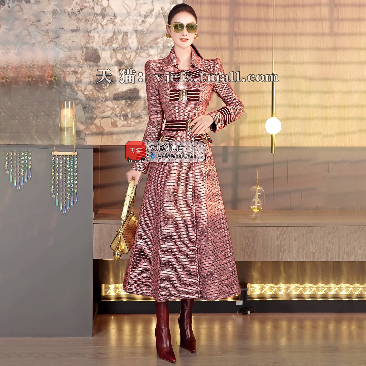 VJE Thickened Woolen Jacket Wide Swing Coat-LINS.