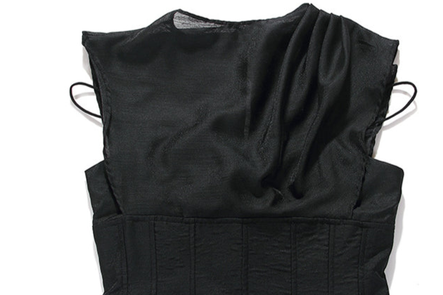 DOLLY High End Black Retro Flying Sleeve Pleated High Waist Midi Office Dress-BRANCA