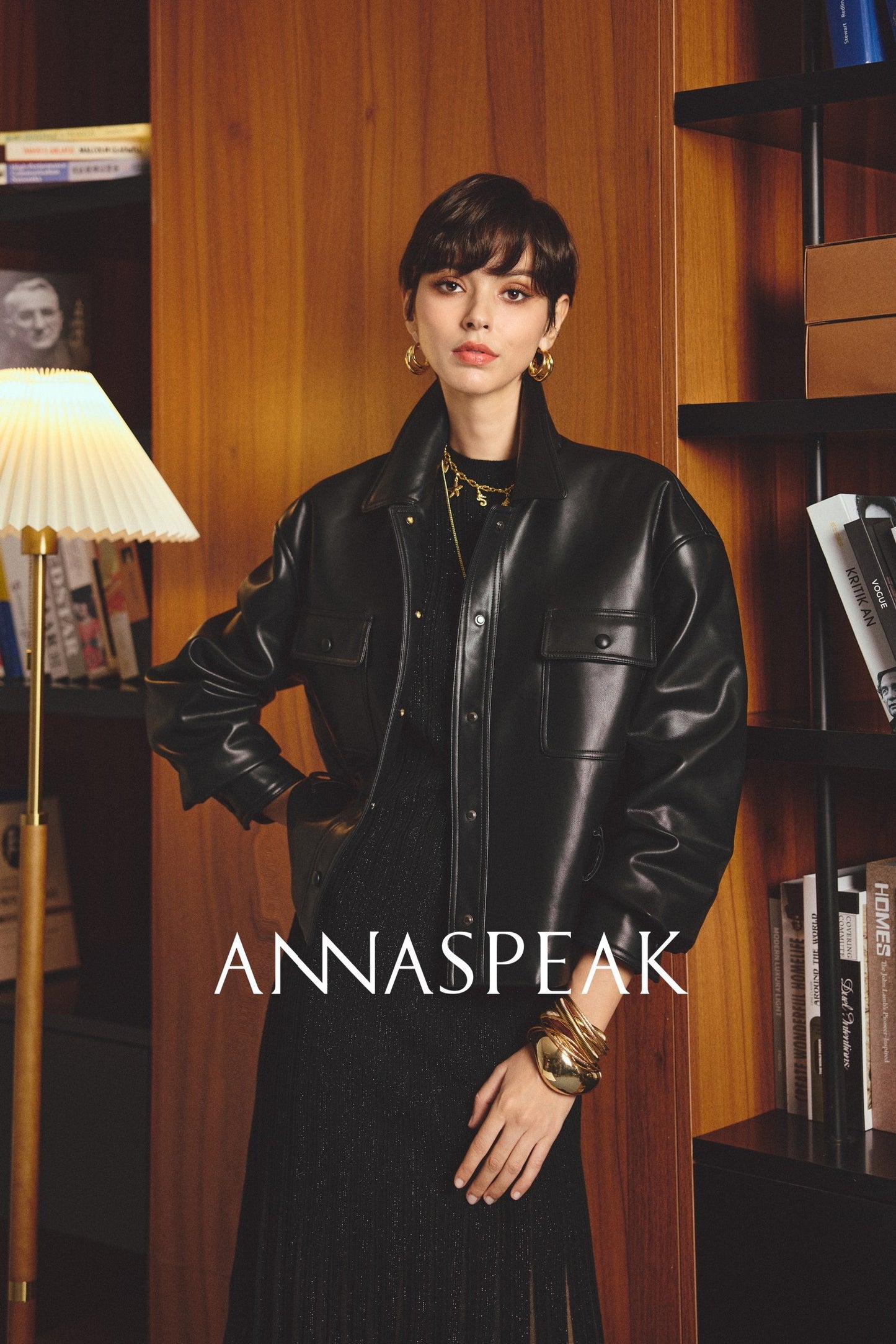 ANNASPEAK brand environmentally friendly leather silhouette jacket-LOXY.