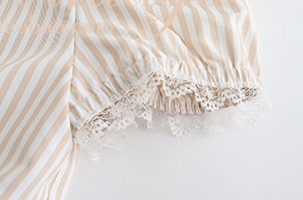 Le Palais Vintage  Sweet and Spicy Girly Short Puff Sleeve Shirt High Waist Pumpkin Shorts-QUINN